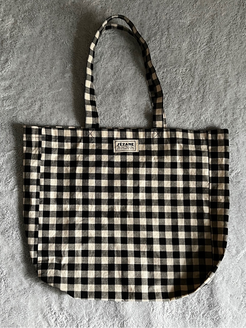 Sezane Gingham Tote Bag